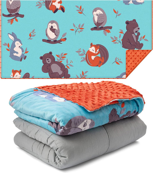Weighted Blanket for Kids 5Lbs Heavy Blanket, Best for 42-63Lb Children - Warming and Cooling Weighted Comforter with Minky Cover (5Lb, Sleepy Animals)