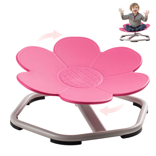 ROBUD Kids Sensory Swivel Chair Autism Kids Swivel Chair with Non-Slip Design Training Body Coordination Flower Shape Wobble Chair No Assembly Pink