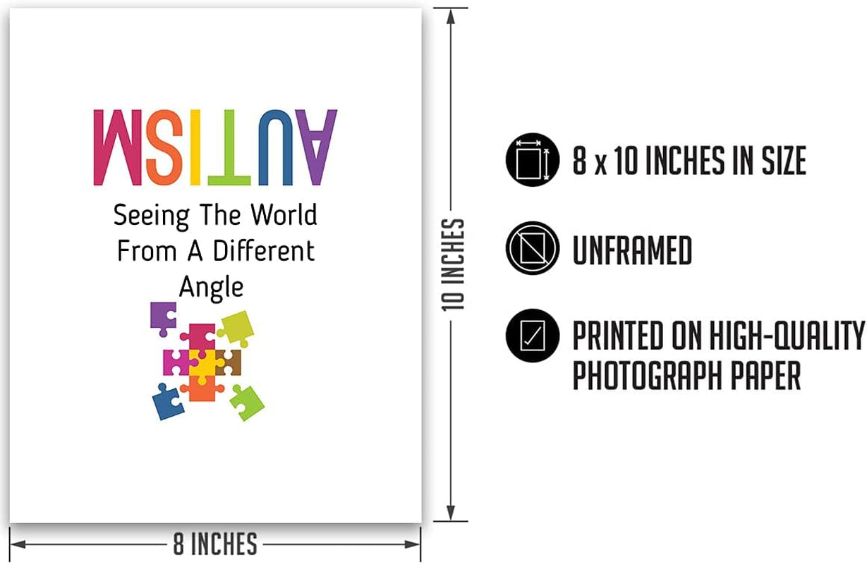 The World from a Different Angle | Autism Awareness Decor | Autism Classroom | Boho Rainbow Decor Classroom | Autism Sign | Autism Art Wall Decor Classroom | Autistic Decorations - 8X10 Unframed Print