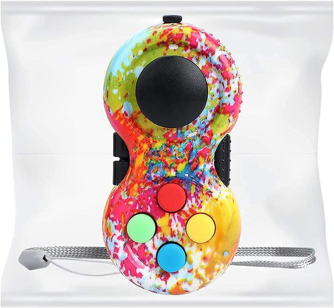 Rainbow Fidget Pad Toy Fidget Controller Pad Fidget Blocks Fidgets Spinner for ADHD ADD OCD Autism Anxiety Stress Relief (Rainbow)