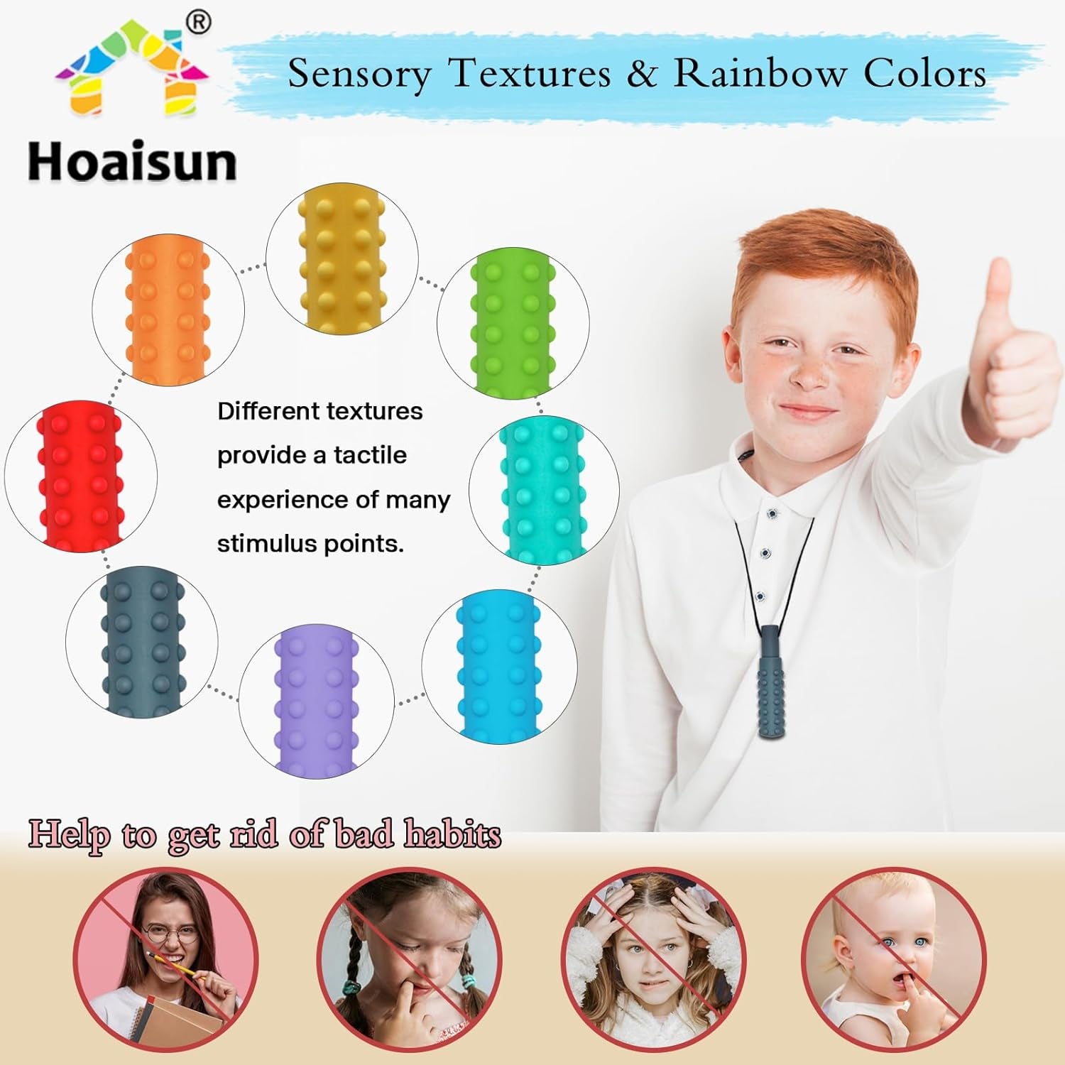 Sensory Chew Necklaces for Boys and Girls, 8 Pack Chew Necklace for Sensory Kids with Autism, ADHD, SPD, Biting, Silicone Chew Necklace Sensory Oral Chew Toys for Adults Reduce Chewing Anxiety Fidget