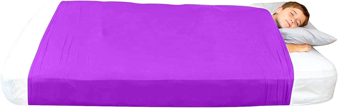 Sensory Bed Sheet for Kids Compression Alternative to Weighted Blankets - Breathable, Stretchy - Cool, Comfortable Sleeping Bedding (Purple, Twin)