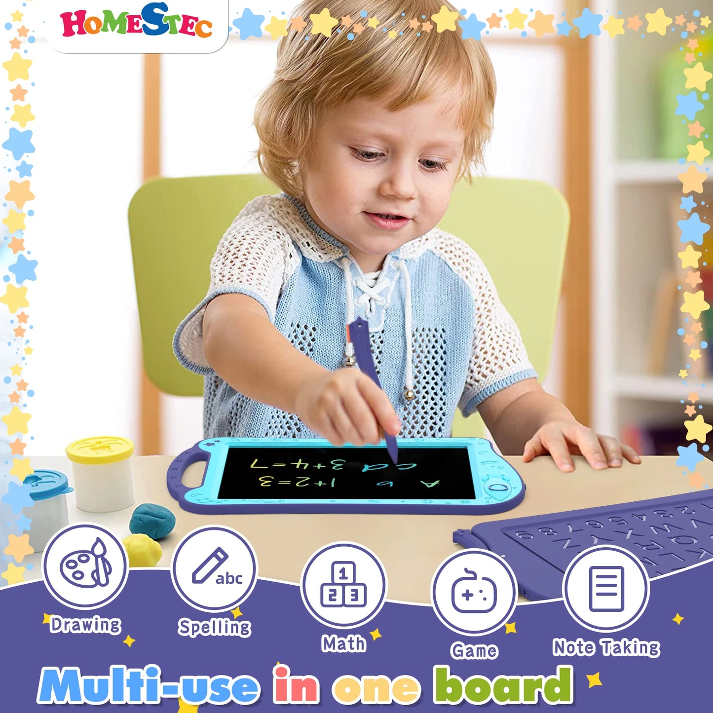 Astrodraw Colored Drawing Tablet for Kids Travel Activities Toy Space Doodle Board Autism Sensory Toddler Gifts for Birthday