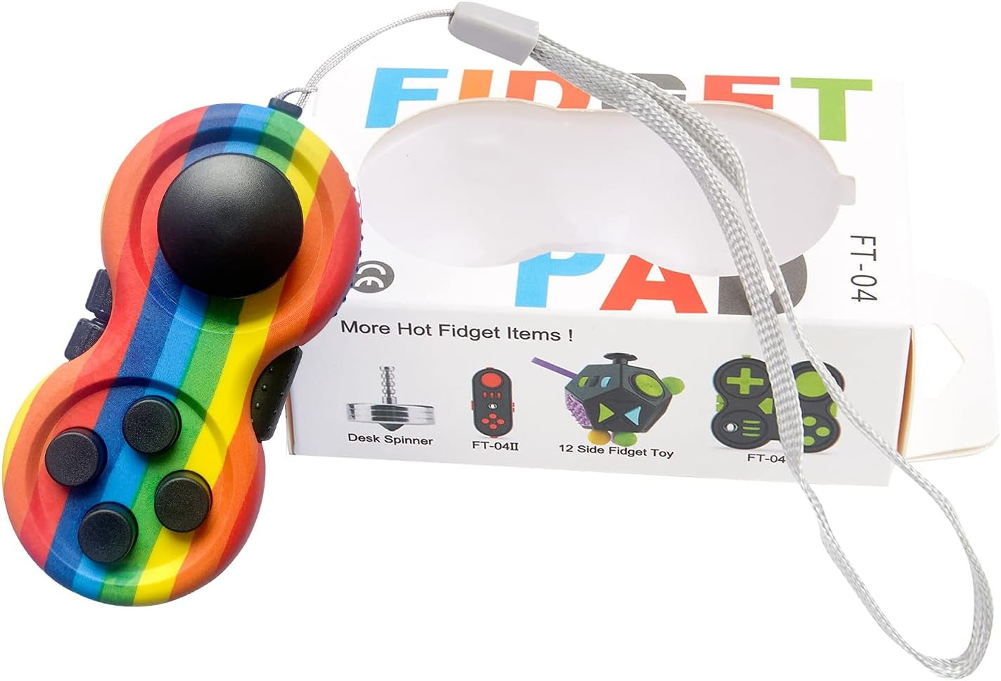 Rainbow Fidget Pad Toy Fidget Controller Pad Fidget Blocks Fidgets Spinner for ADHD ADD OCD Autism Anxiety Stress Relief (Rainbow 1)
