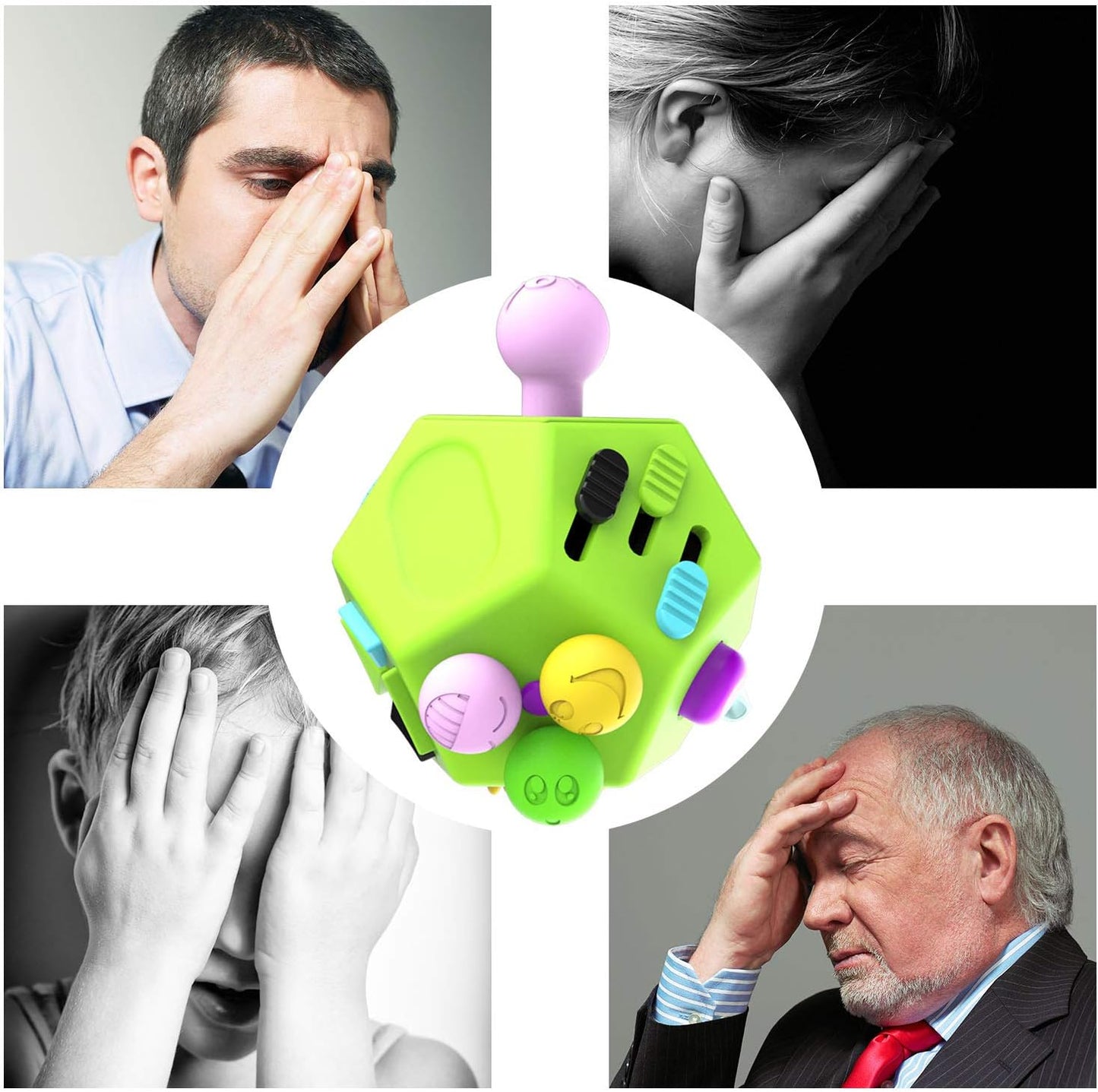 Fidget Dodecagon –12-Side Fidget Toys Cube Relieves Stress and Anxiety anti Depression Cube for Children and Adults with Autism(B1 Green)