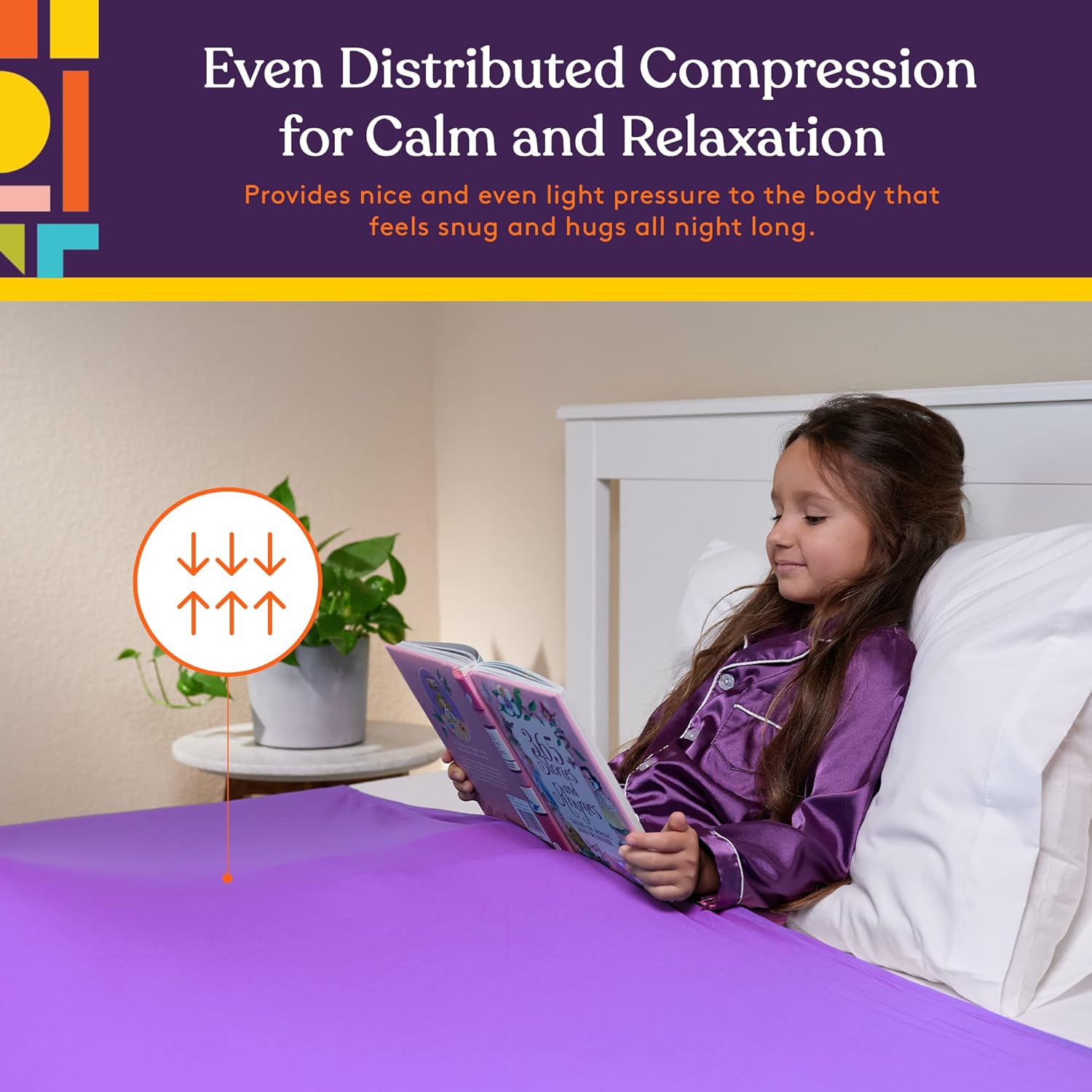 Sensory Bed Sheet for Kids Compression Alternative to Weighted Blankets - Breathable, Stretchy - Cool, Comfortable Sleeping Bedding (Purple, Twin)