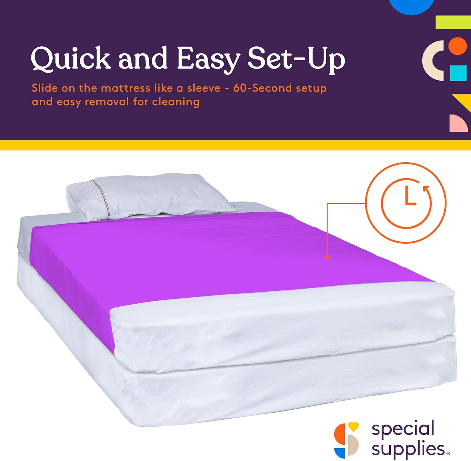 Sensory Bed Sheet for Kids Compression Alternative to Weighted Blankets - Breathable, Stretchy - Cool, Comfortable Sleeping Bedding (Purple, Twin)