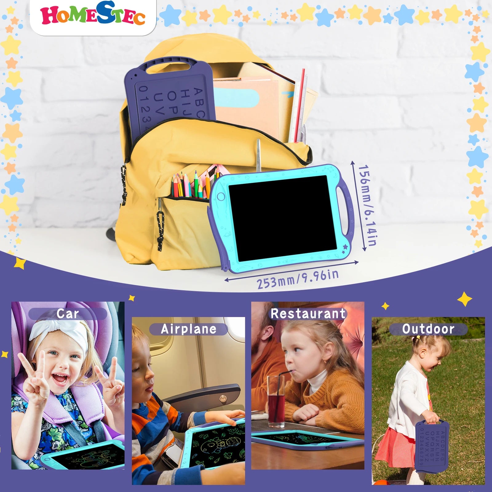 Astrodraw Colored Drawing Tablet for Kids Travel Activities Toy Space Doodle Board Autism Sensory Toddler Gifts for Birthday