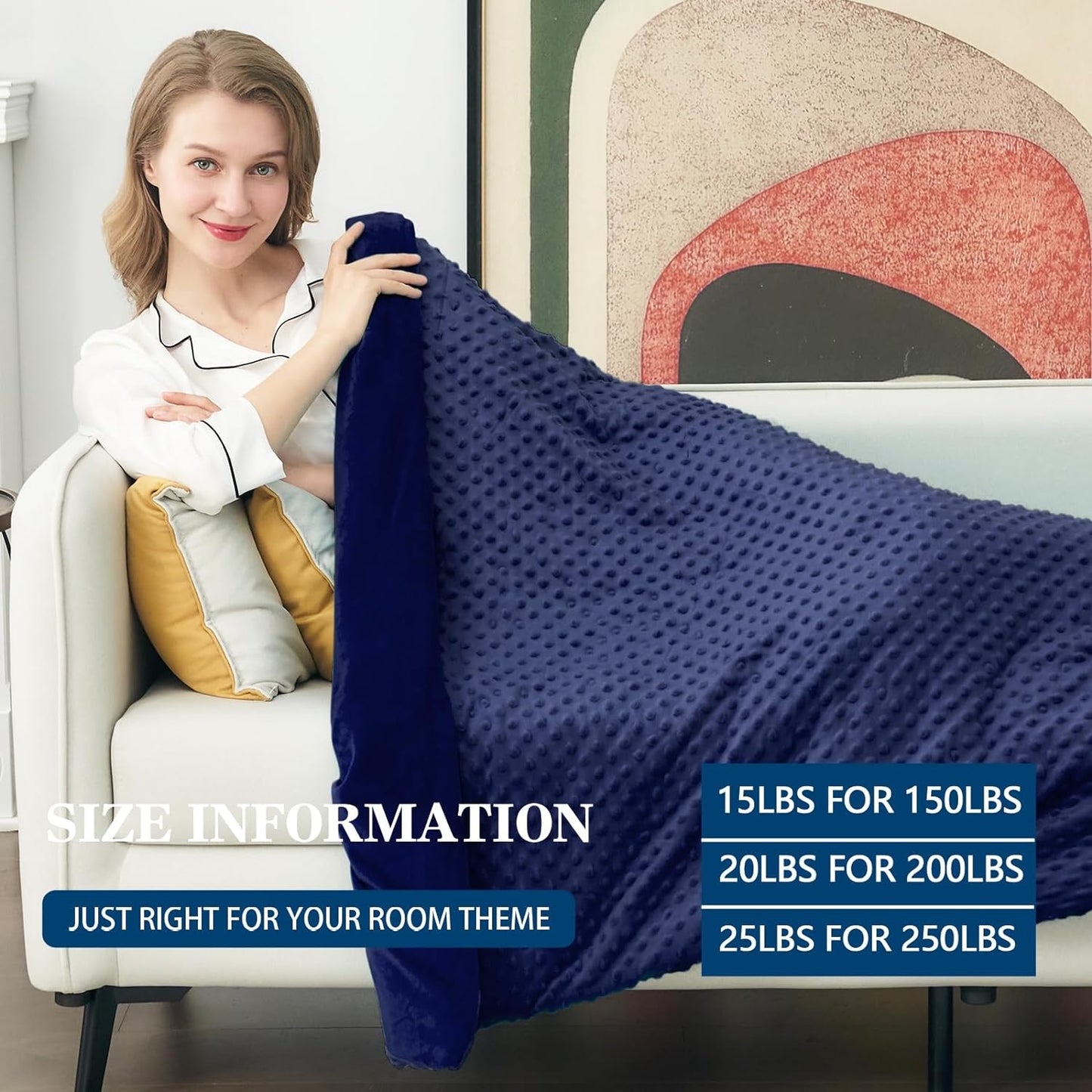 Weighted Blankets for Adults Cooling Weighted Blanket with Washable Cover Queen Size 20Lbs 60"X80",Heavy Blanket with Minky Duvet Cover Cozy Thick Throw Blanket with Premium Glass Beads Blue