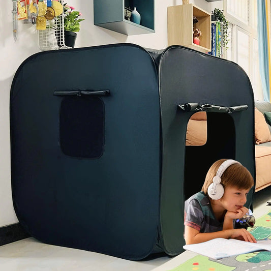lukidoki Sensory Tent for Kids with Autism ADHD SPD - CPC Certification Black Out Calm Corner Hideout Den Helps Children Adults Relax Reduce Anxiety - Pop-up Autistic Sensory Room Play Tent