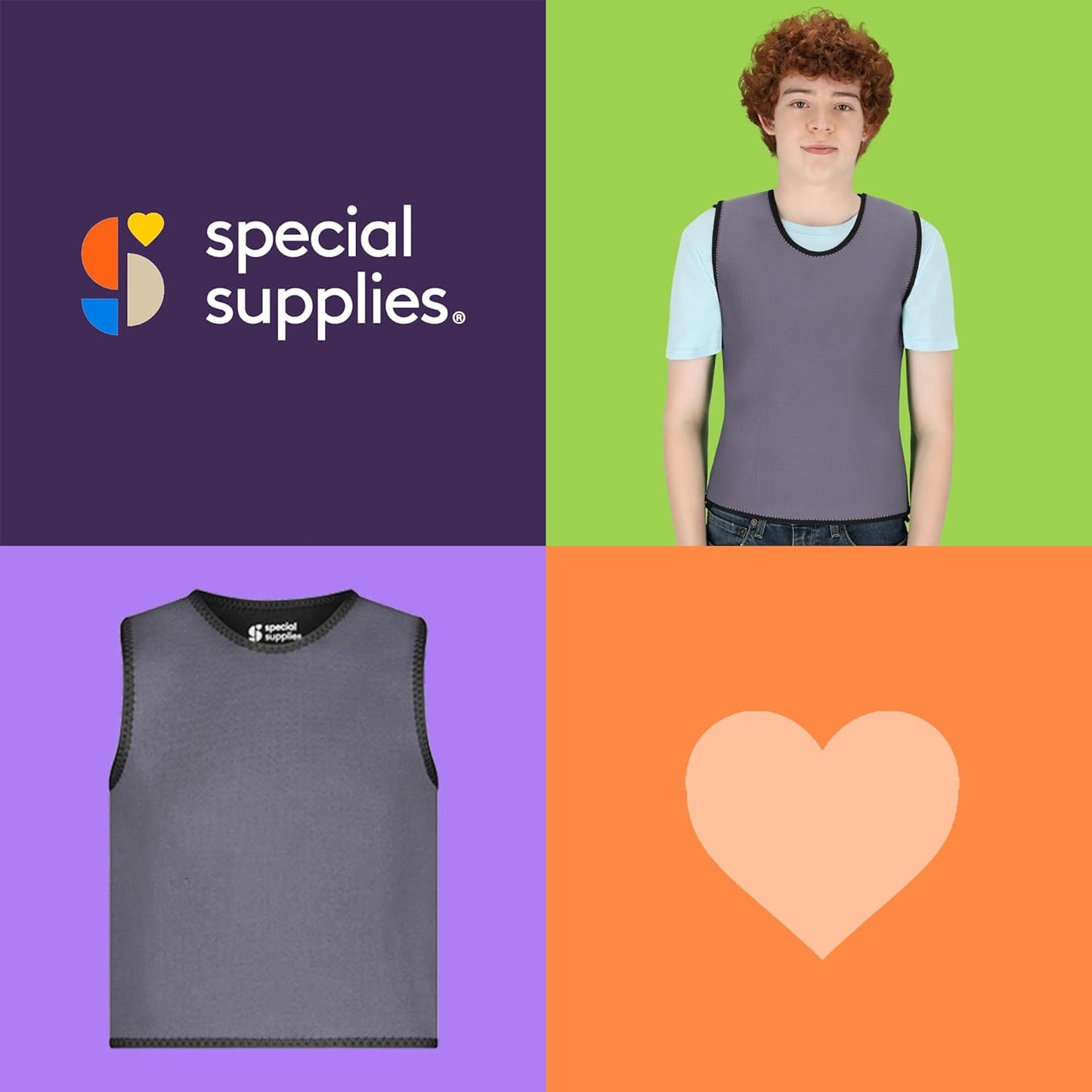 Sensory Compression Vest Deep Pressure Comfort (Grey, Large)