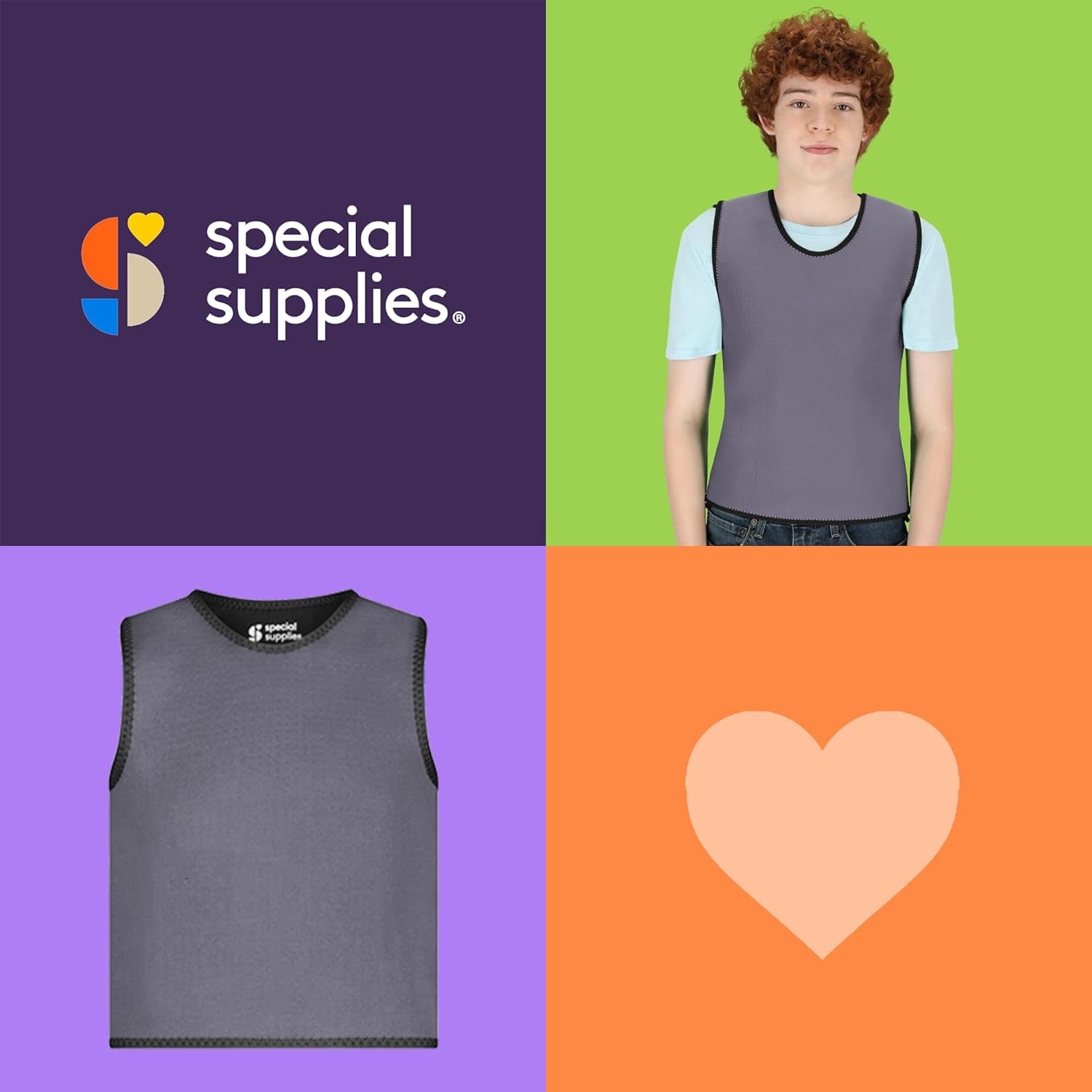 Sensory Compression Vest Deep Pressure Comfort (Grey, Large)