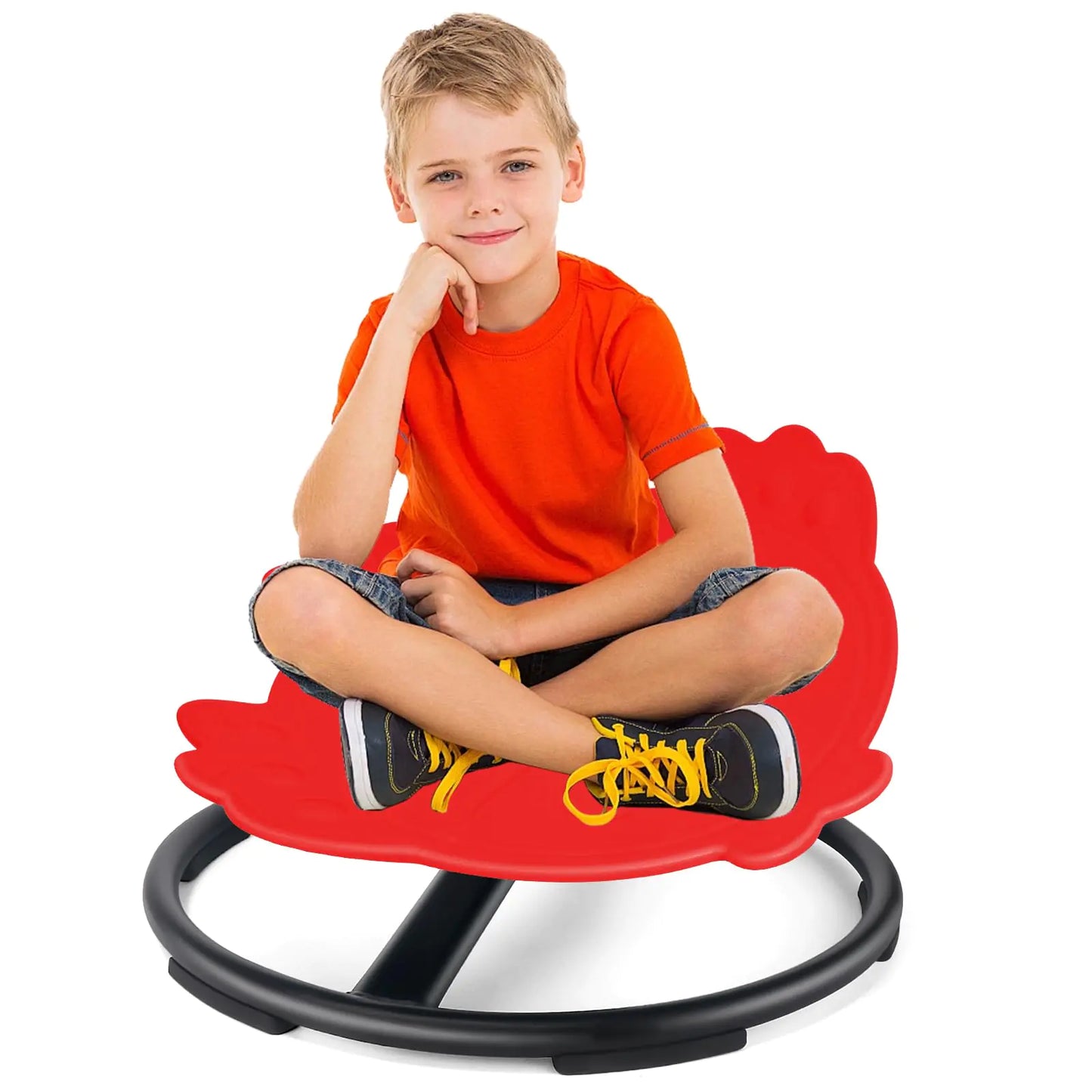 UHCEMT Sensory Swivel Chair for Autism Kids Sensory Spin Chair Seat Improve Physical Coordination Wobble Chair for Kids Sit and Spin Relief of Motion Sickness (Red)