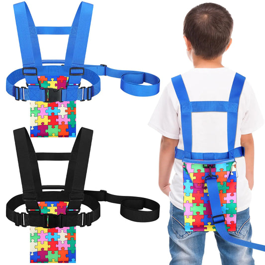 Kanayu 2 Pcs Walking Harness for Older Children with Handle and Pouch Safety Harness for Autism ADHD Special Needs Child Kids(4-8 Years)