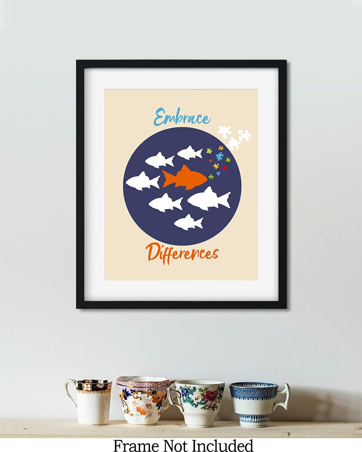 Embrace Differences | Autism Awareness Decor | Autism Classroom | Boho Rainbow Decor Classroom | Autism Sign | Autism Art Wall Decor Classroom | Autistic Decorations - 8X10 Unframed Print