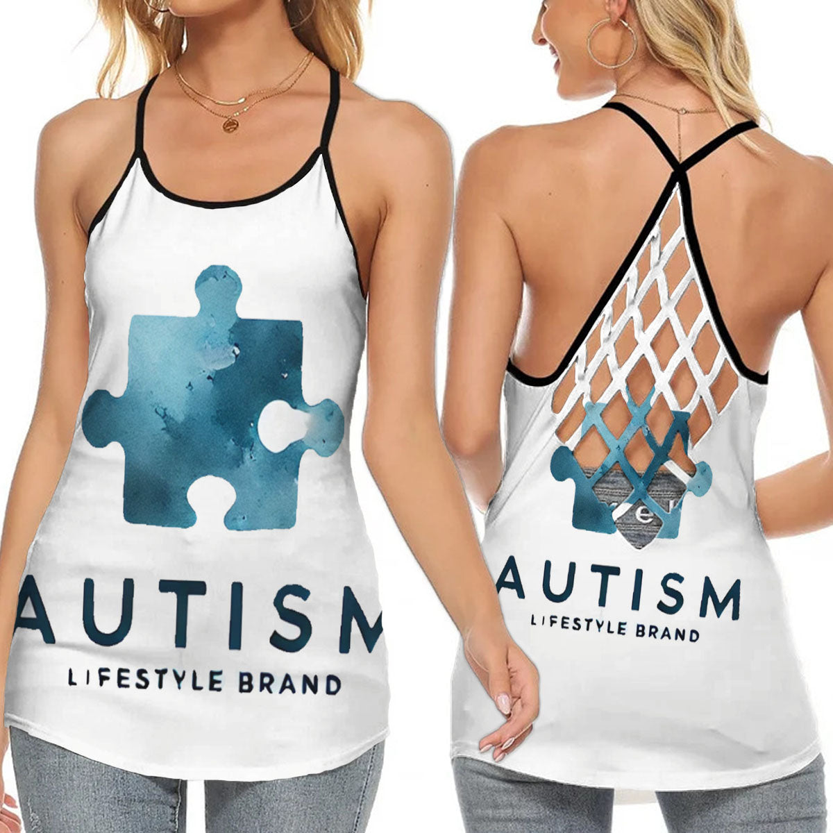 AOP Criss Cross Tank Top