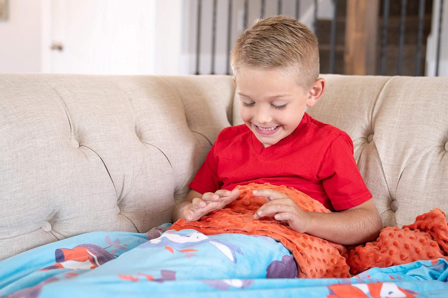 Weighted Blanket for Kids 5Lbs Heavy Blanket, Best for 42-63Lb Children - Warming and Cooling Weighted Comforter with Minky Cover (5Lb, Sleepy Animals)