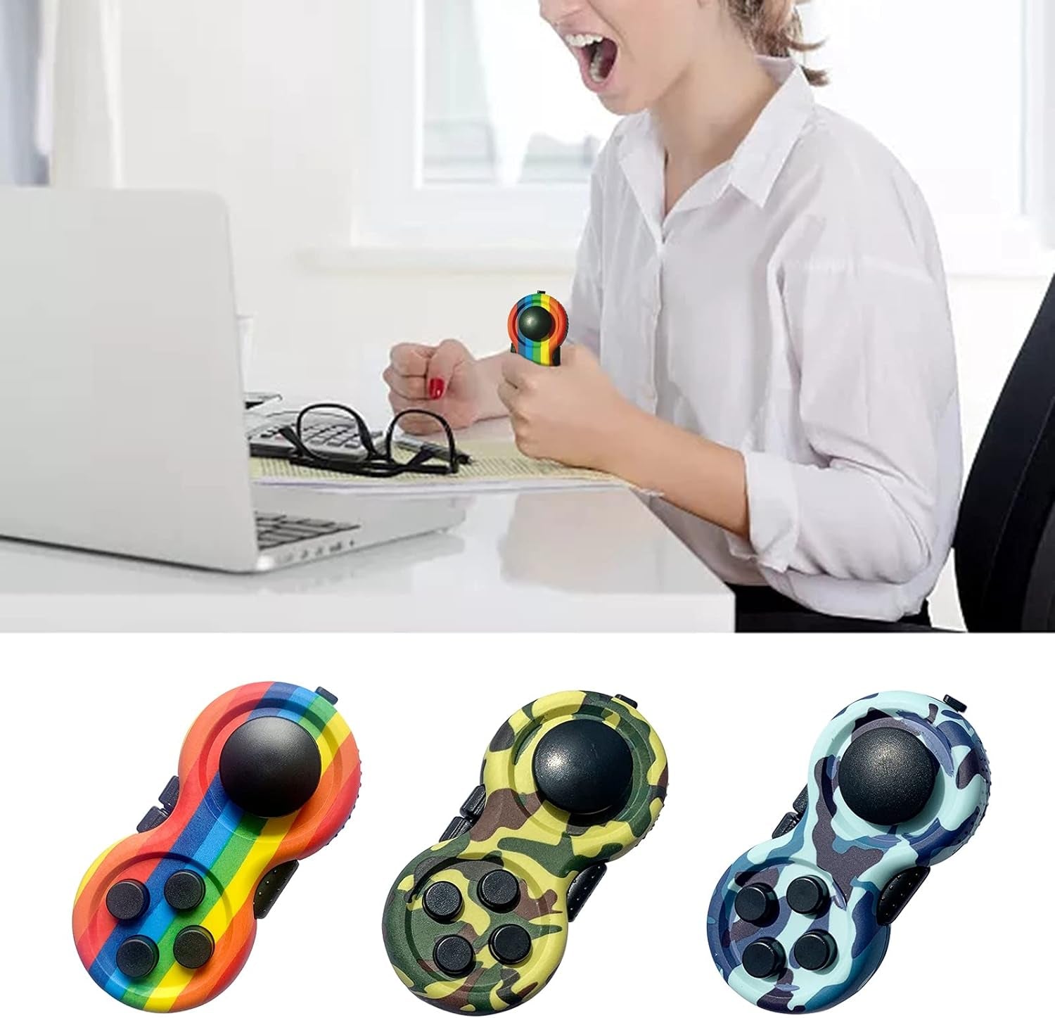 Rainbow Fidget Pad Toy Fidget Controller Pad Fidget Blocks Fidgets Spinner for ADHD ADD OCD Autism Anxiety Stress Relief (Rainbow 1)