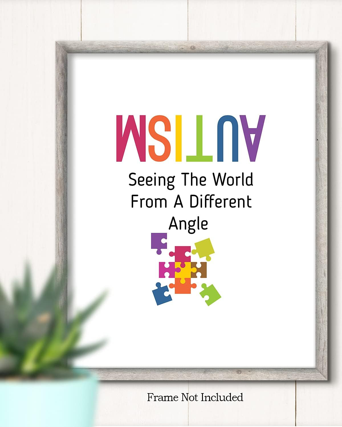 The World from a Different Angle | Autism Awareness Decor | Autism Classroom | Boho Rainbow Decor Classroom | Autism Sign | Autism Art Wall Decor Classroom | Autistic Decorations - 8X10 Unframed Print