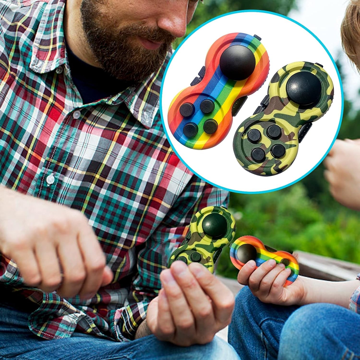 Rainbow Fidget Pad Toy Fidget Controller Pad Fidget Blocks Fidgets Spinner for ADHD ADD OCD Autism Anxiety Stress Relief (Rainbow 1)