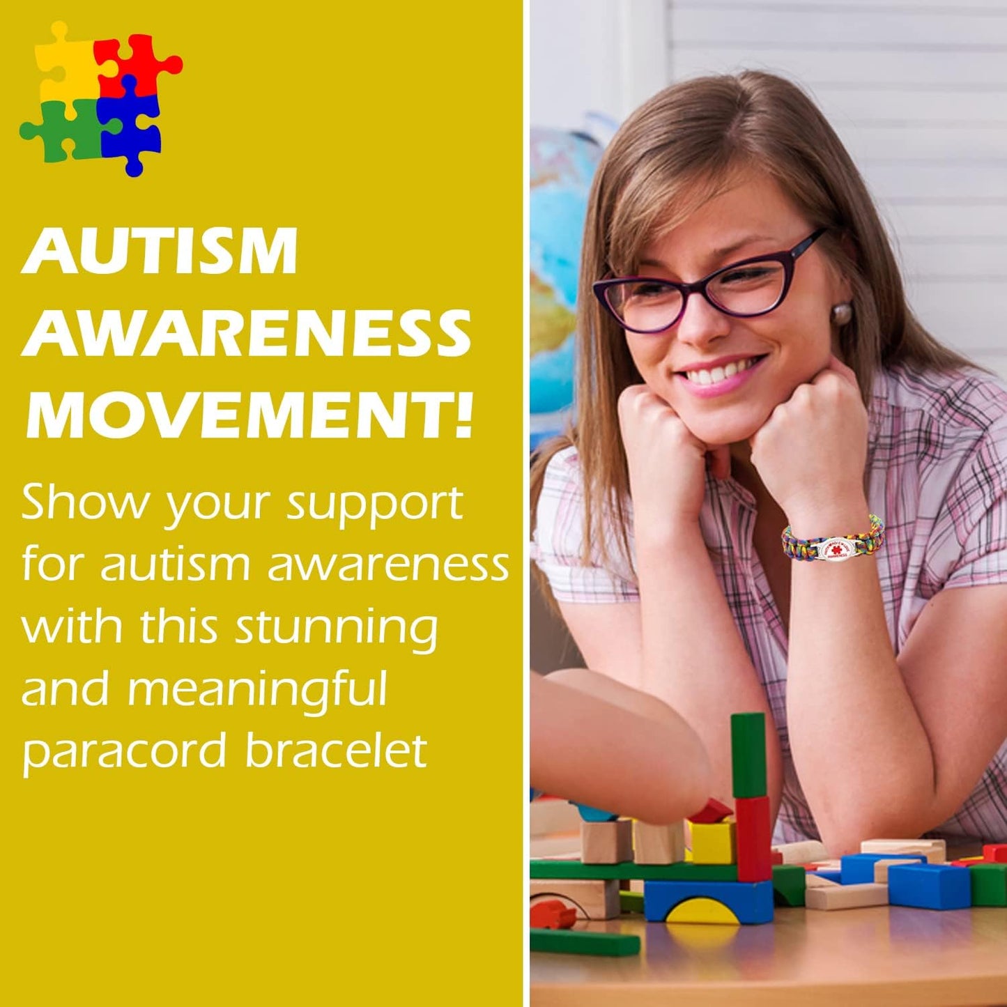 Autism Puzzle Pieces Awareness Paracord Bracelets