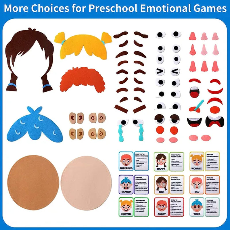 Kids Social Emotional Learning Busy Board with 9 Emotion Cards for Faces Games Preschool Learning Sensory Autism Therapy Toys