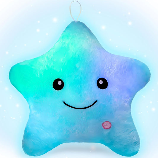 Sensory Toys for Kids with Autism,14" Twinkle Star Plush Toddler Pillow Light up Toys,Autism Sensory Products,Kids Sleep Aid,Toddler Travel Toy,Birthday Xmas Gifts for Boys Girls Age 3-12 Blue