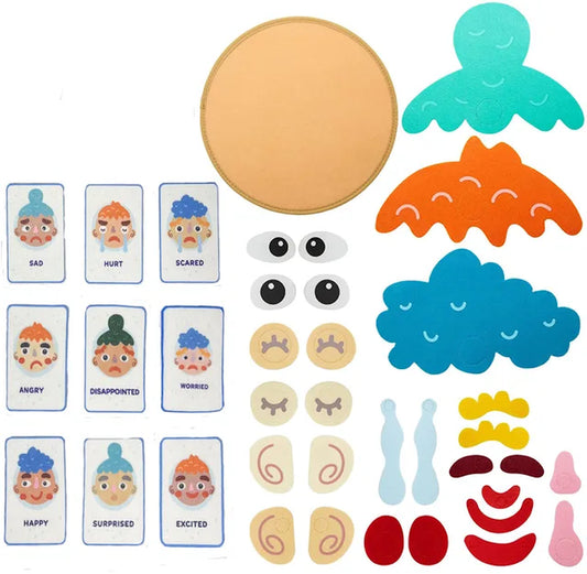 Kids Social Emotional Learning Busy Board with 9 Emotion Cards for Faces Games Preschool Learning Sensory Autism Therapy Toys