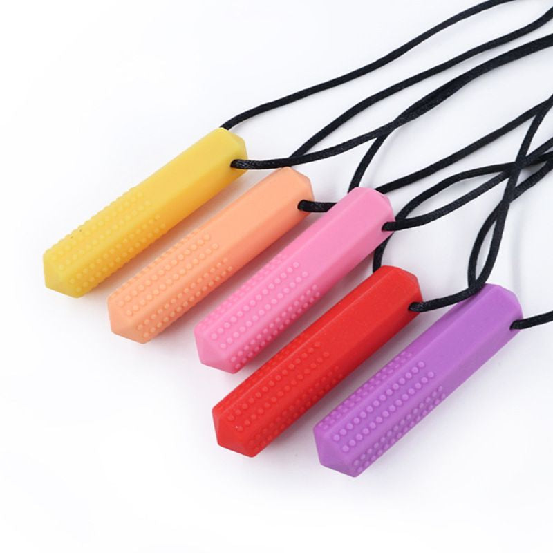 Baby Silicone Teether Kids Chew Necklace Sensory Chewy Pendant Teething Toys for Autism ADHD Special Needs