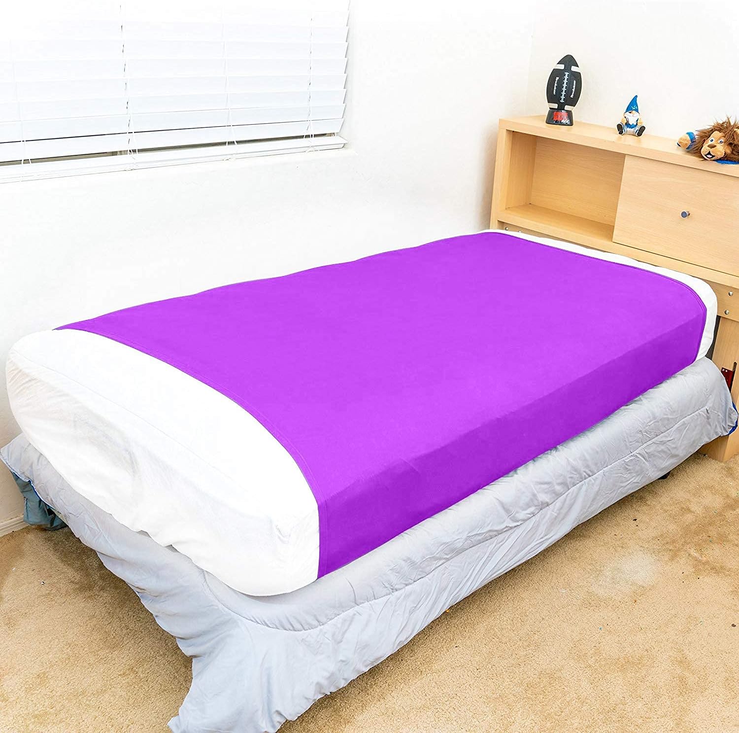 Sensory Bed Sheet for Kids Compression Alternative to Weighted Blankets - Breathable, Stretchy - Cool, Comfortable Sleeping Bedding (Purple, Twin)