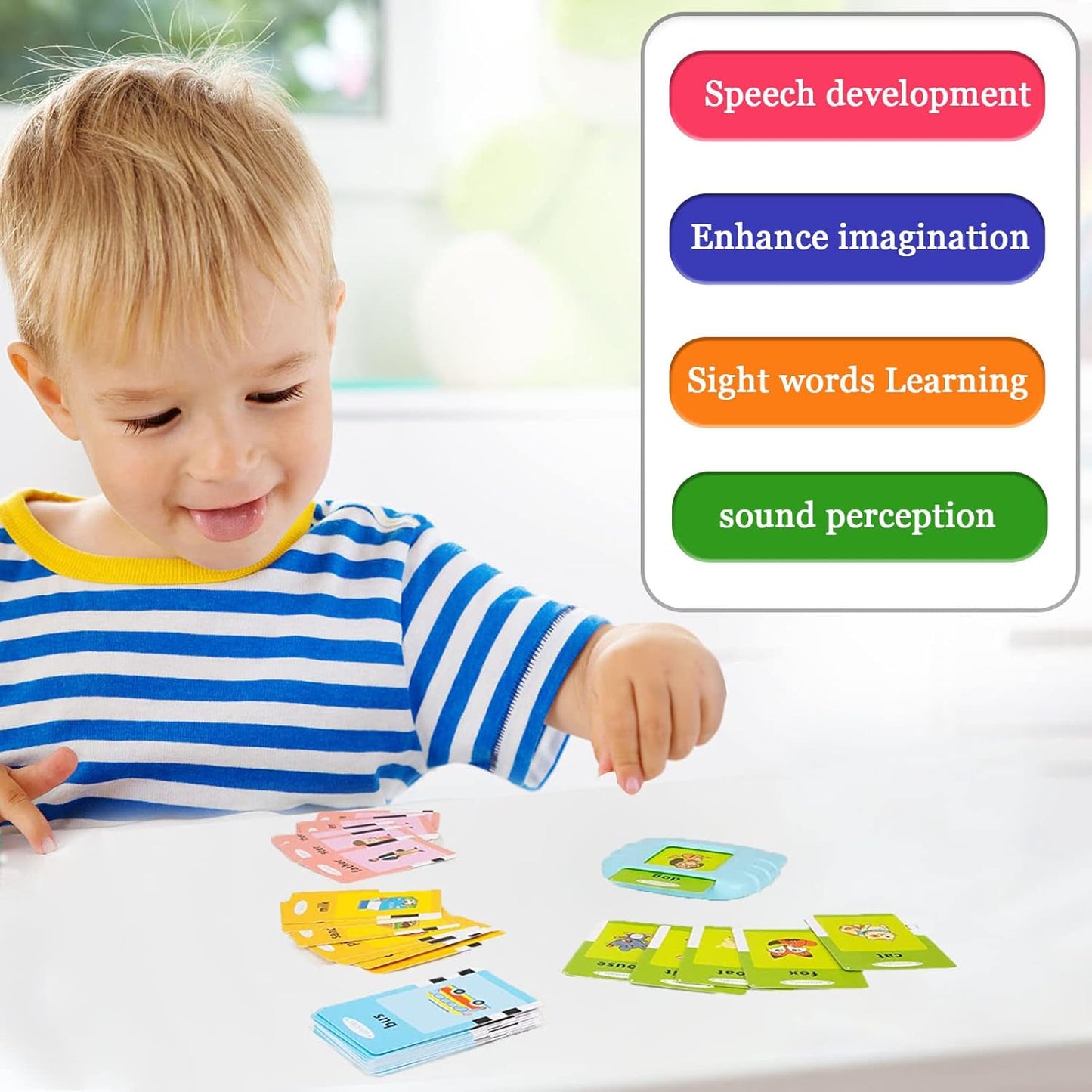 Talking Cards for Toddlers, Speech Therapy Toys Autism Toys, ABC 123 Sight Words Etc, Educational Learning Interactive Toys with Giftable Package (510-Blue (New ABC+123+ 3 Songs))