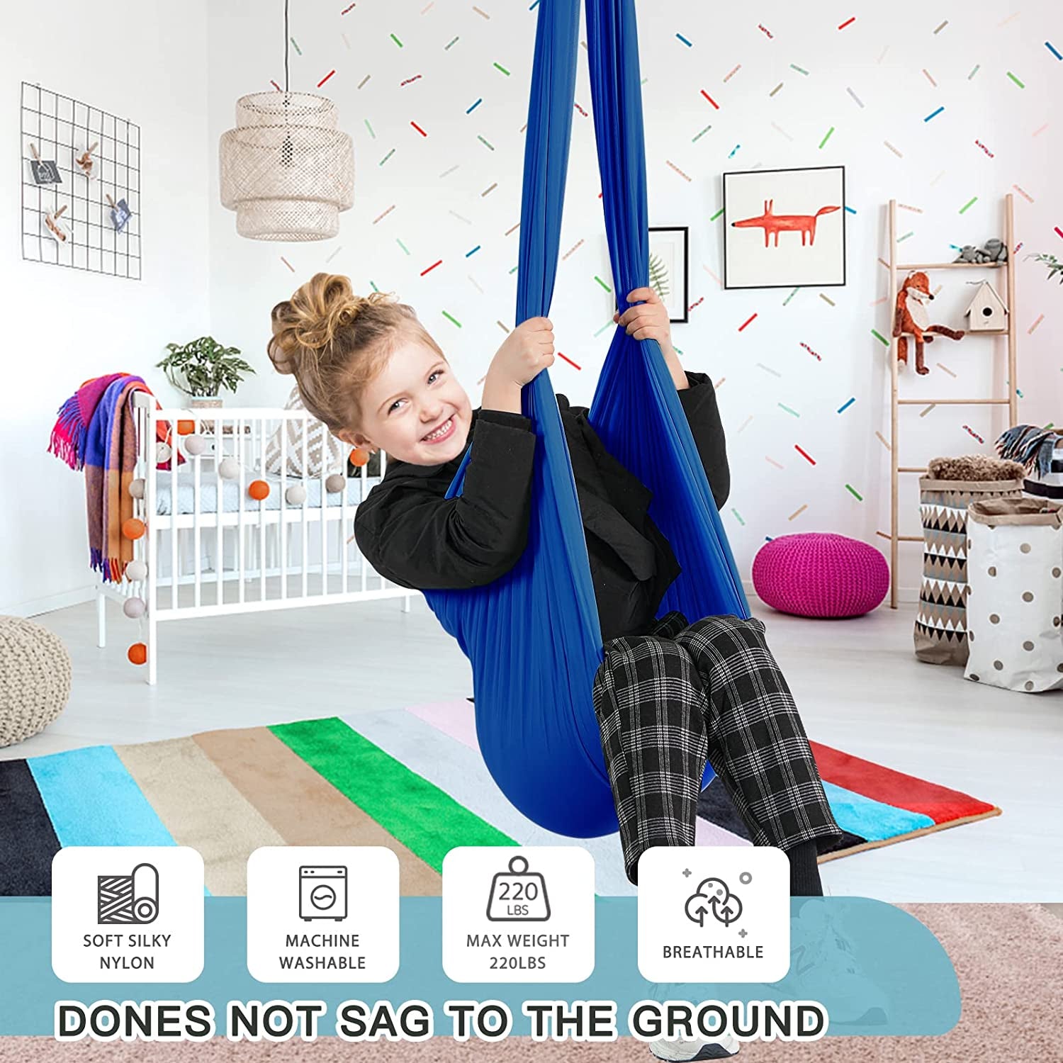 Sensory Swing for Kids with Special Needs (Hardware Included) Therapy Swing Cuddle Swing Indoor Outdoor Kids Swing Hammock for Child & Adult with Autism, ADHD, Aspergers, Sensory Integration