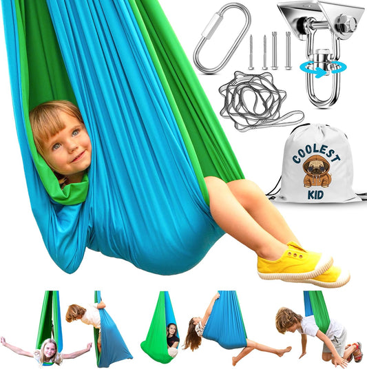 Sensory Swing for Kids Indoor Outdoor & 360° Hardware - Calming Therapy Swing for Kids & Adults up to 220LB - Helps with ADHD, Autism, Sensory Processing Disorder - Versatile Indoor Sensory Swing