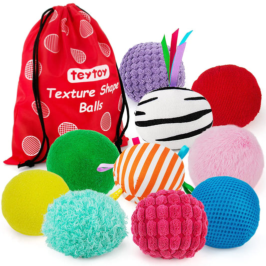 10-Piece Baby Sensory Texture Ball Set – Montessori Tactile Toys for Ages 6–12 Months & Autism Developmental Play