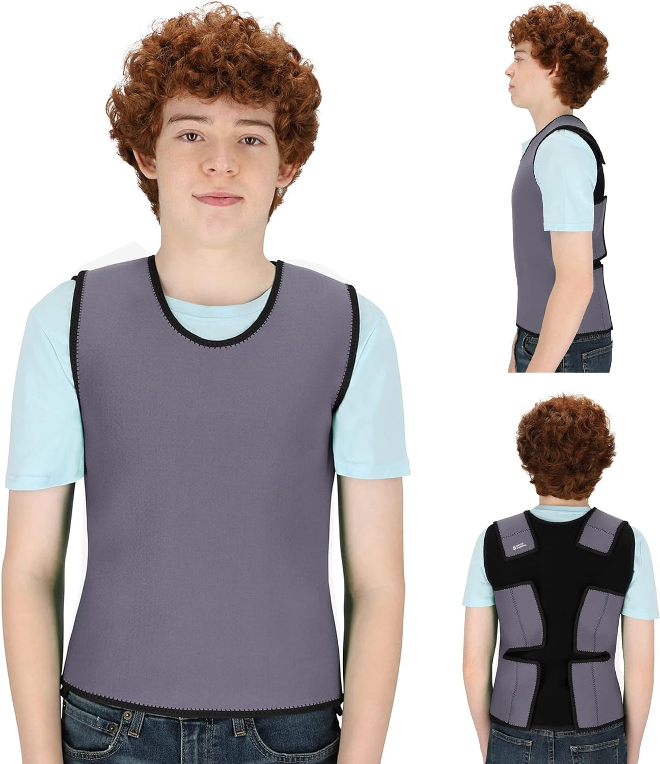 Sensory Compression Vest Deep Pressure Comfort (Grey, Large)