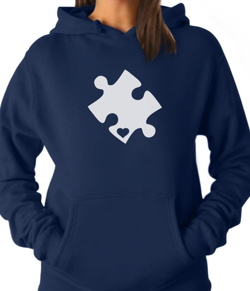 Autism Awareness Sweatshirt Heart Cut Puzzle Autism Women Hoodie