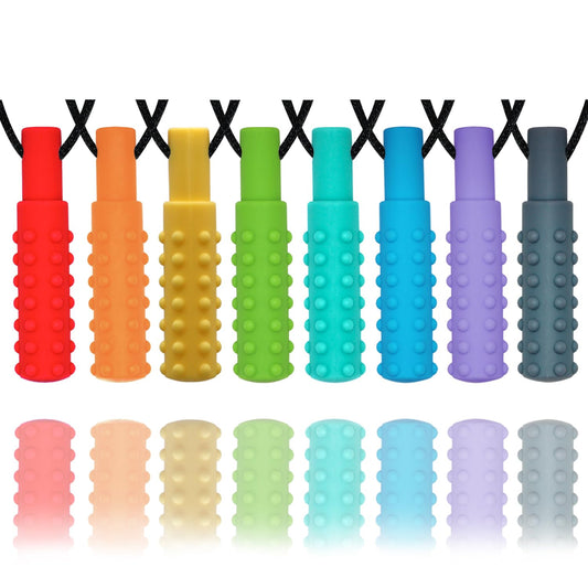 Sensory Chew Necklaces for Boys and Girls, 8 Pack Chew Necklace for Sensory Kids with Autism, ADHD, SPD, Biting, Silicone Chew Necklace Sensory Oral Chew Toys for Adults Reduce Chewing Anxiety Fidget